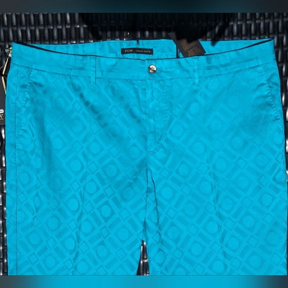 NWT Teal Ankle Cropped Pants, Sophie Style, PTOW Woman Pant, Size EU 48 - Picture 2 of 10